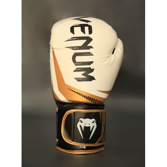 Venum Elite Boxing Gloves Golden white color 