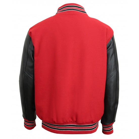 Men's Varsity Jacket Baseball Basketball Wool body Leather Sleeves Jacket