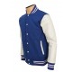 Blue leather varsity jacket for men