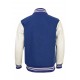 Blue leather varsity jacket for men