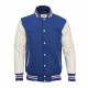 Blue leather varsity jacket for men