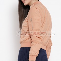 Attractive Satin Bomber Jacket Silk Woman Embroidered Bomber Jacket Wholesale